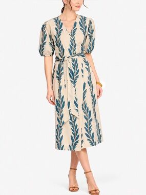 DIARRABLU Ary Dress Oris Teal Leaf Print Wrap Maxi Dress $295